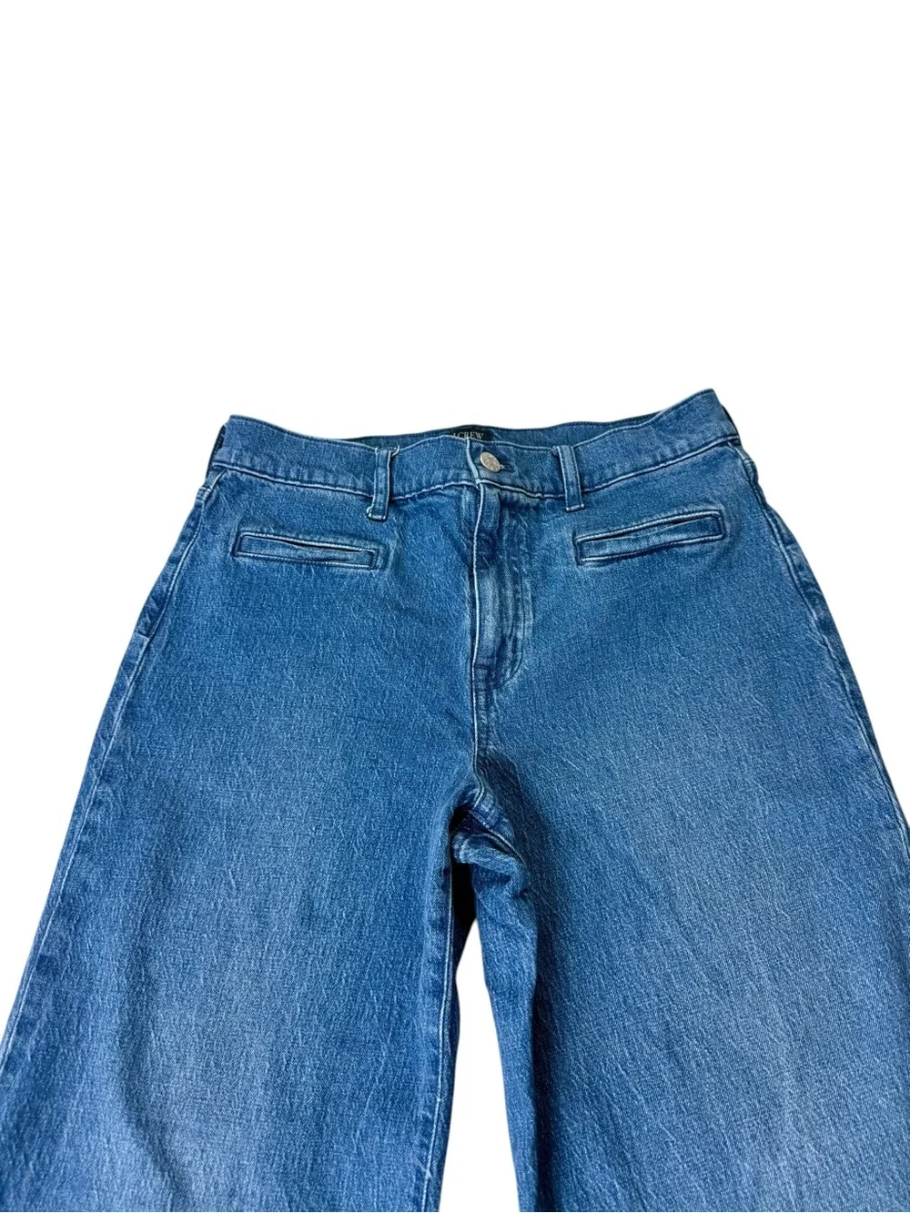 J. Crew Medium Blue High-Rise Wide Leg Jeans Size 27 Stretch Denim